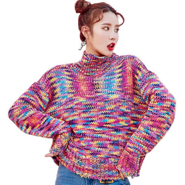 women's sweaters women 2021 spring autumn turtleneck sweater ladies fashion variegated color casual knitting loose long sleeve pullover, White;black
women's sweaters women 2021 spring autumn turtleneck sweater ladies fashion variegated color casual knitting loose long sleeve pullover, White;black