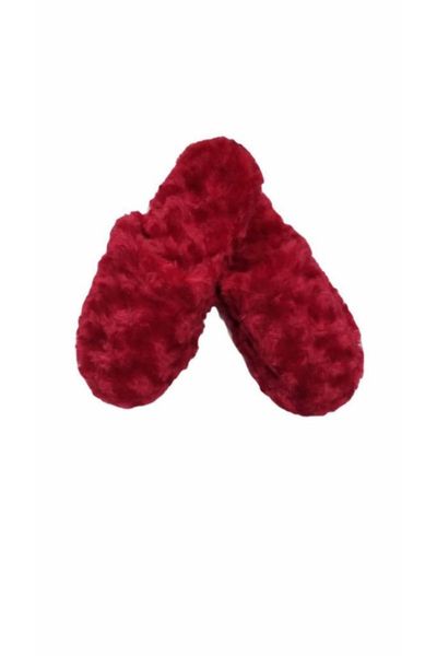 women's red feathered tip indoor slippers, Black