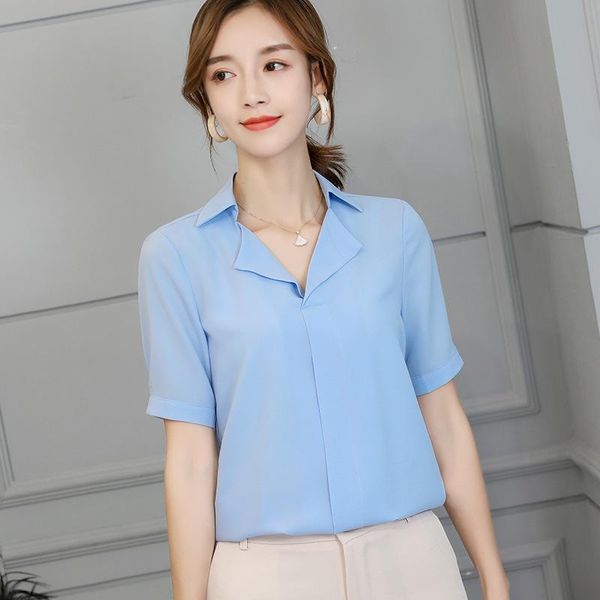 women's blouses & shirts womens blusas chiffon blouse office casual turn down collar slim short sleeve women 2021 elegant solid female, White
women's blouses & shirts womens blusas chiffon blouse office casual turn down collar slim short sleeve women 2021 elegant solid female, White