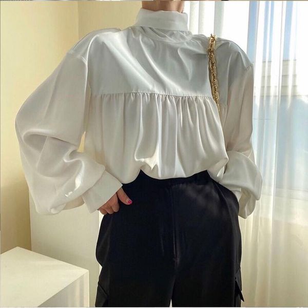 women's blouses & shirts french style chic simple solid ruffles shirt elegant fashion all-match termperament spring 2021, White
women's blouses & shirts french style chic simple solid ruffles shirt elegant fashion all-match termperament spring 2021, White