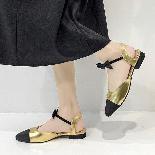 sandals women 2021 gold with black pointed toe and bow party shoes ladies flat
sandals women 2021 gold with black pointed toe and bow party shoes ladies flat