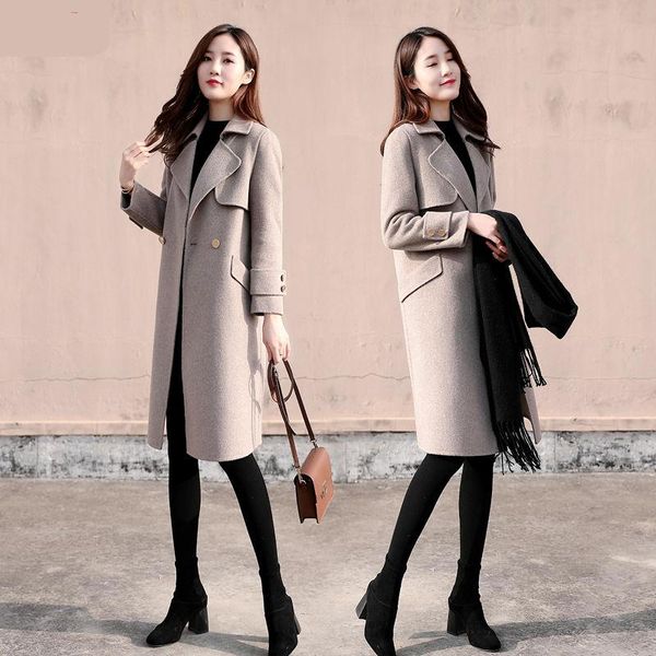 women's wool & blends autumn winter women coat thick solid lapel collar jacket knee length woolen loose overcoats w803, Black
women's wool & blends autumn winter women coat thick solid lapel collar jacket knee length woolen loose overcoats w803, Black