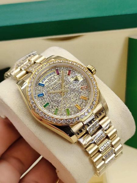 36mm men's automatic mechanical watch full stainless steel strap 2813 movement womens wristwatch diamond iced out daydate lady watches, Slivery;brown
36mm men's automatic mechanical watch full stainless steel strap 2813 movement womens wristwatch diamond iced out daydate lady watches, Slivery;brown
