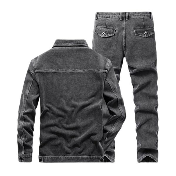 men's tracksuits spring denim jean jacket two pieces set of washed safari-style men motorcycle vintage pants matching streetwear fashi, Gray
men's tracksuits spring denim jean jacket two pieces set of washed safari-style men motorcycle vintage pants matching streetwear fashi, Gray