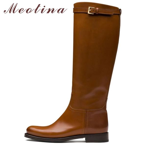 boots meotina women genuine leather riding thick low heel knee high round toe buckle ladies autumn winter brown 45, Black
boots meotina women genuine leather riding thick low heel knee high round toe buckle ladies autumn winter brown 45, Black