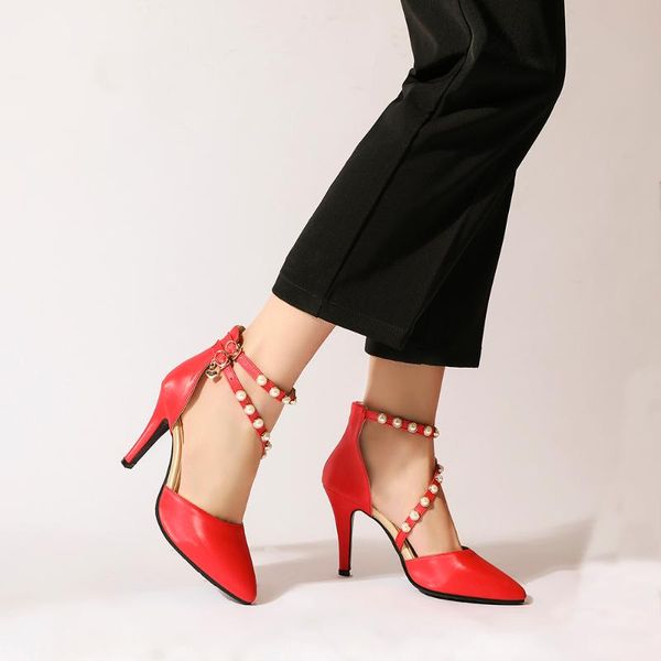 dress shoes women sandals 2021 pointed toe stiletto high heels pearl rivets party for lady solid buckle strap 34-44, Black
dress shoes women sandals 2021 pointed toe stiletto high heels pearl rivets party for lady solid buckle strap 34-44, Black
