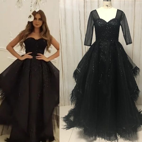 party dresses real prom arabic beaded sweetheart neckline ruffle black evening feather gowns 2021 actual, White;black
party dresses real prom arabic beaded sweetheart neckline ruffle black evening feather gowns 2021 actual, White;black