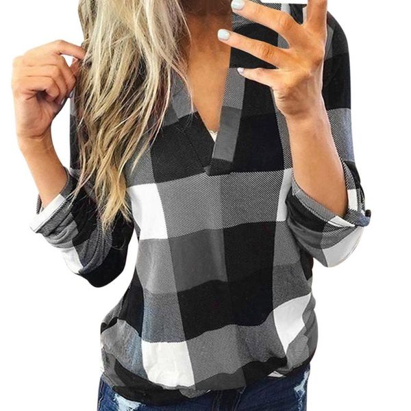 women's blouses & shirts women v-neck shirt check lattice plaid lady long sleeve tee plus size s-3xl 2021, White
women's blouses & shirts women v-neck shirt check lattice plaid lady long sleeve tee plus size s-3xl 2021, White