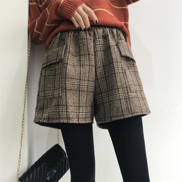 women's pants & capris spring woman high waist was thin plaid wool short female wide leg wild boots women, Black;white
women's pants & capris spring woman high waist was thin plaid wool short female wide leg wild boots women, Black;white
