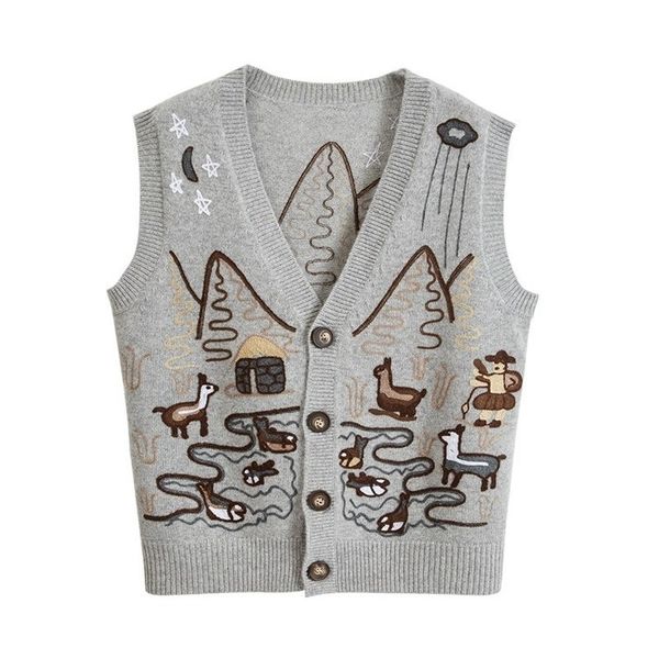 2021 new women's embroidered v-neck sweater autumn leisure temperament knitted sleeveless cardigan amjj, White;black
2021 new women's embroidered v-neck sweater autumn leisure temperament knitted sleeveless cardigan amjj, White;black