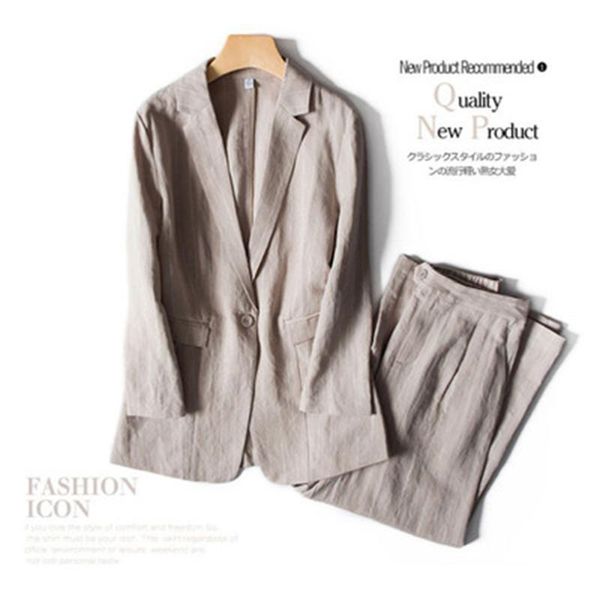 women's two piece pants spring summer casual suit female ol loose cotton and linen striped nine-point wide-leg two-piece women, White
women's two piece pants spring summer casual suit female ol loose cotton and linen striped nine-point wide-leg two-piece women, White
