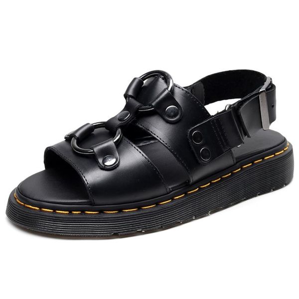 sandals women's flat xabier personalized leather versatile metal ring female roman student, Black
sandals women's flat xabier personalized leather versatile metal ring female roman student, Black