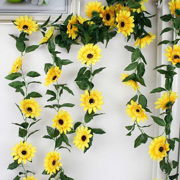 decorative flowers & wreaths 13cm big size silk sunflower garland ivy vine artificial with green leaves hanging garden home wedding decor
decorative flowers & wreaths 13cm big size silk sunflower garland ivy vine artificial with green leaves hanging garden home wedding decor