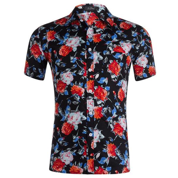 men's casual shirts beach style flower print short sleeve cotton hawaii shirt summer man button up cardigan blouse cool thin top, White;black
men's casual shirts beach style flower print short sleeve cotton hawaii shirt summer man button up cardigan blouse cool thin top, White;black