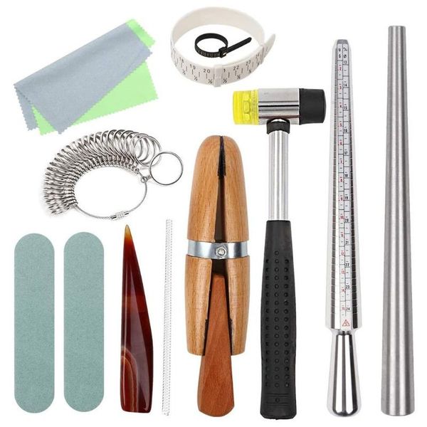 repair tools & kits 13 pcs ring mandrel sizer stick finger guage hammer wooden clamp measuring x7xb