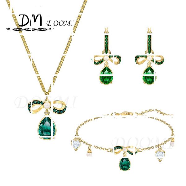 chains fashion jewelry swa 1:1 green bow water drop perforated necklace charming romantic gift for women necklaces, Silver
chains fashion jewelry swa 1:1 green bow water drop perforated necklace charming romantic gift for women necklaces, Silver