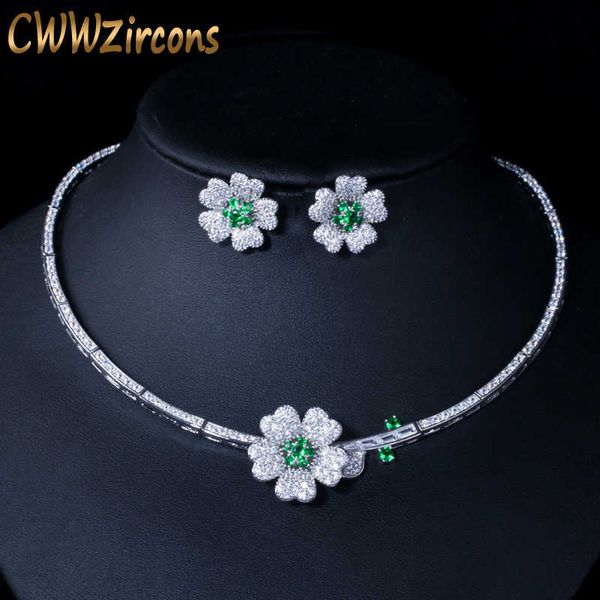 brand elegant micro pave green cz zirconia stone flower choker necklace earring fashion jewelry sets for women t091 210714, Silver
brand elegant micro pave green cz zirconia stone flower choker necklace earring fashion jewelry sets for women t091 210714, Silver