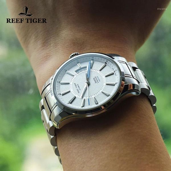 reef tiger/rt sports men watch date super luminous waterproof stainless steel watches automatic mechanical wristwatches, Slivery;brown
reef tiger/rt sports men watch date super luminous waterproof stainless steel watches automatic mechanical wristwatches, Slivery;brown