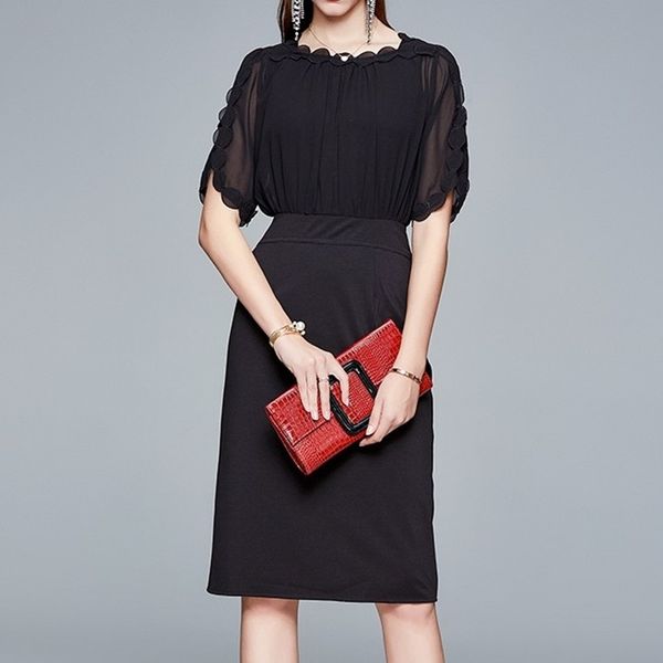 zawfl autumn chiffon patchwork o-neck puff short sleeve bodycon knee-length fishtail party black dress 210525, Black;gray
zawfl autumn chiffon patchwork o-neck puff short sleeve bodycon knee-length fishtail party black dress 210525, Black;gray