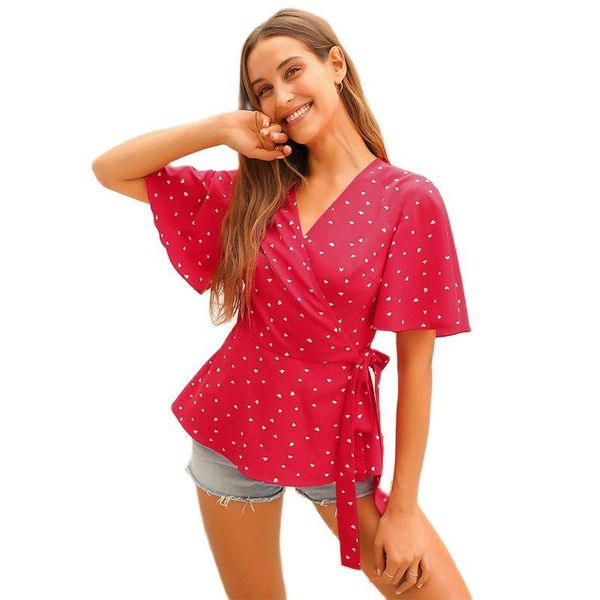 women's blouses & shirts 2021 summer the clothing fashion casual short sleeve wave point v-neck coat, White
women's blouses & shirts 2021 summer the clothing fashion casual short sleeve wave point v-neck coat, White