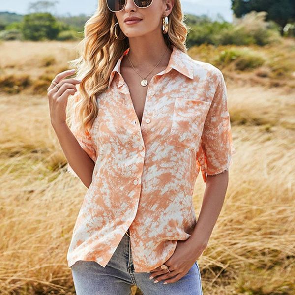 women's blouses & shirts print tie dye women 2021 short sleeve button up turn-down collar ladies summer casual loose streetwear and, White
women's blouses & shirts print tie dye women 2021 short sleeve button up turn-down collar ladies summer casual loose streetwear and, White
