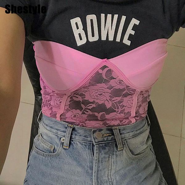shestyle women crop strapless lace wrap pink transparent cute high street flower embroidery bustier camis fashionby, Black;white
shestyle women crop strapless lace wrap pink transparent cute high street flower embroidery bustier camis fashionby, Black;white