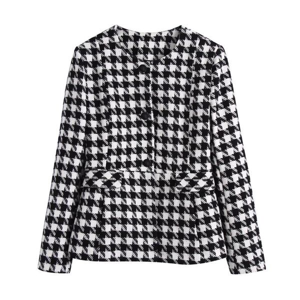 women's jackets women black white plaid casual fashion jacket female o neck single breasted chic lady belt sashes draped back loose coa, Black;brown
women's jackets women black white plaid casual fashion jacket female o neck single breasted chic lady belt sashes draped back loose coa, Black;brown