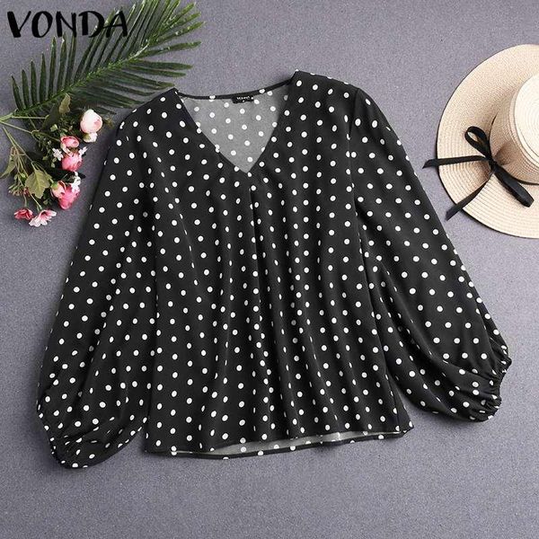 women's blouses & shirts blouse women v nexk long sleeve office ladies vonda casual vintage lantern dot print blusas plus size, White
women's blouses & shirts blouse women v nexk long sleeve office ladies vonda casual vintage lantern dot print blusas plus size, White
