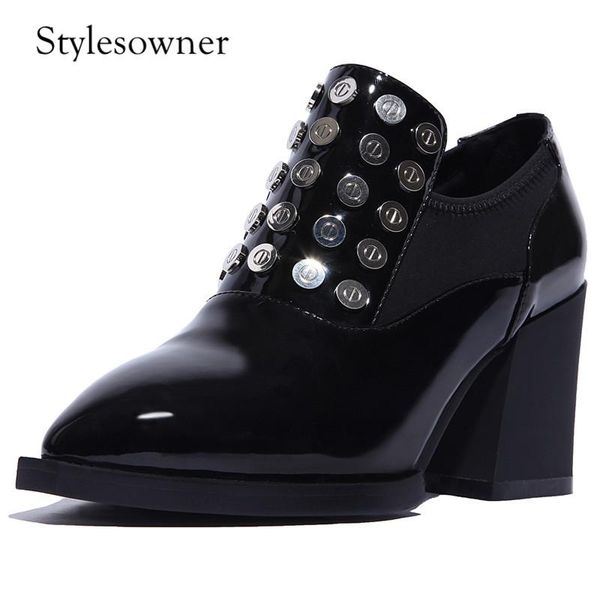 stylesowner black solid color with rivet woman office pumps heels pointed toe slip-on mature style dress shoes
stylesowner black solid color with rivet woman office pumps heels pointed toe slip-on mature style dress shoes