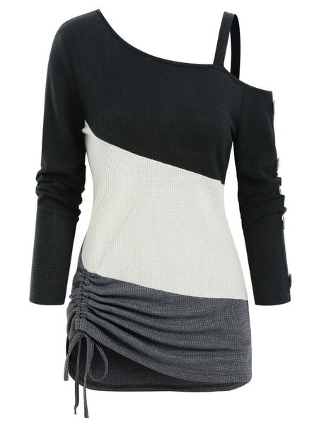 women's t-shirt wipalo women casual t shirts cold shoulder drawstring hem knitted shirt colorblock long sleeve autumn female fashion t, White
women's t-shirt wipalo women casual t shirts cold shoulder drawstring hem knitted shirt colorblock long sleeve autumn female fashion t, White