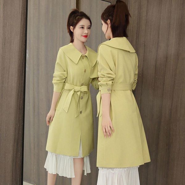 women's trench coats doll collar windbreaker middle and long style belt 2021 spring autumn loose korean fashion coat for women, Tan;black
women's trench coats doll collar windbreaker middle and long style belt 2021 spring autumn loose korean fashion coat for women, Tan;black