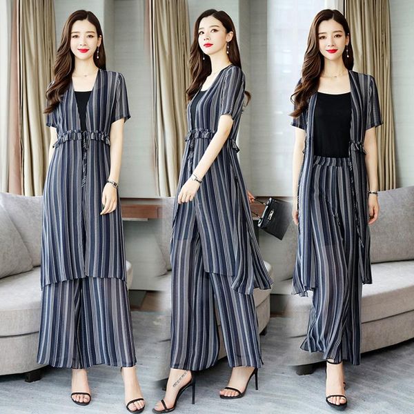 women's tracksuits women chiffon suits cardigan summer two pieces long shirts lady wide leg pant sets, Gray
women's tracksuits women chiffon suits cardigan summer two pieces long shirts lady wide leg pant sets, Gray