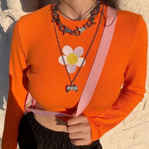 women's t-shirt harajuku women autumn short t-shirts casual petal long-sleeved printed knitted female spring fashion o-neck orange tee, White
women's t-shirt harajuku women autumn short t-shirts casual petal long-sleeved printed knitted female spring fashion o-neck orange tee, White