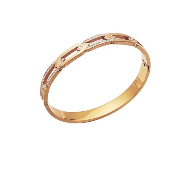 link, chain stainless steel chain-type bracelet luxury zircon crystal plated rose gold hollow bangles for women, Black
link, chain stainless steel chain-type bracelet luxury zircon crystal plated rose gold hollow bangles for women, Black