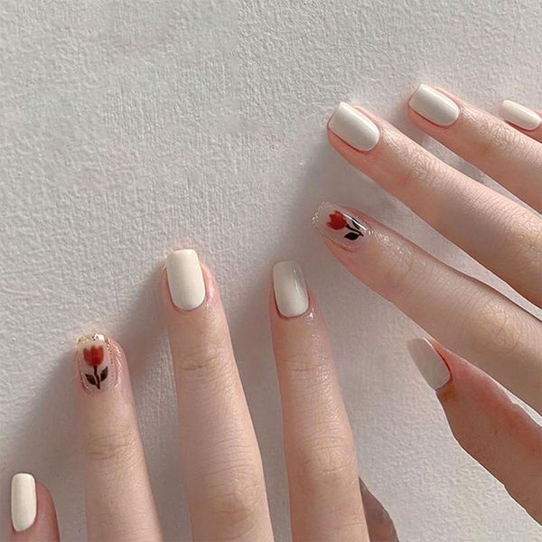 false nails 24pcs french white clear with rose flower designs short fake glue nail art tips press on manicure, Red;gold
false nails 24pcs french white clear with rose flower designs short fake glue nail art tips press on manicure, Red;gold