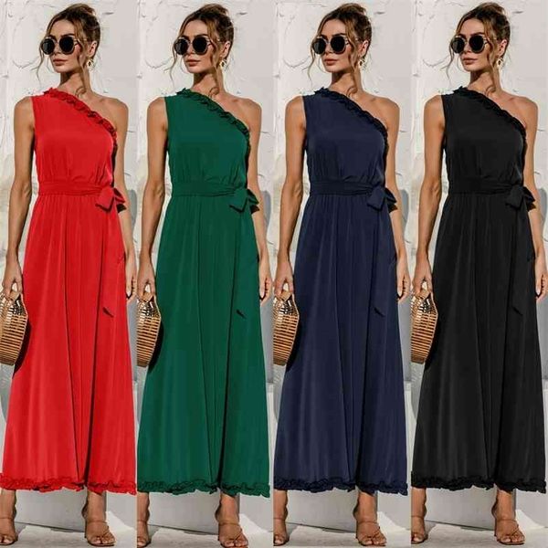 summer solid one shoulder maxi dress women elegant sashes red black evening party robe long with belt vestido es 210520, Black;gray
summer solid one shoulder maxi dress women elegant sashes red black evening party robe long with belt vestido es 210520, Black;gray