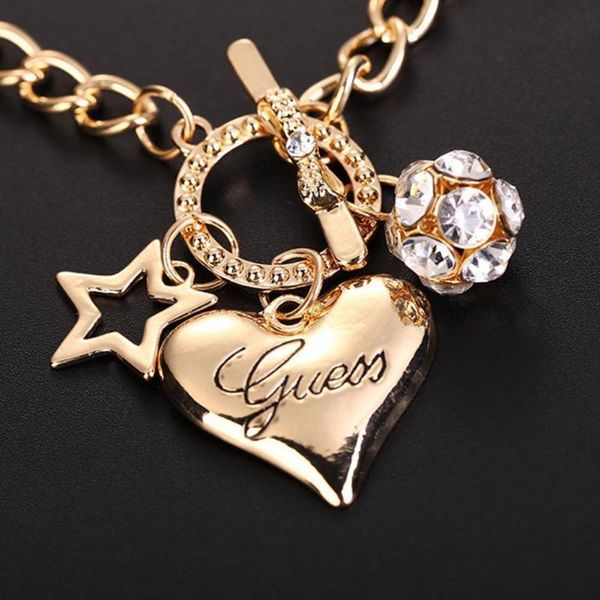 charm bracelets hip hop punk gold color five-pointed star bracelet metal crystal love heart for women fashion anniversary party jewelry, Golden;silver
charm bracelets hip hop punk gold color five-pointed star bracelet metal crystal love heart for women fashion anniversary party jewelry, Golden;silver