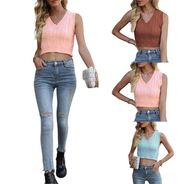 women's tanks & camis 2021 women simple style knitted vest, solid color v-neck sleeveless crop , blue/ pink/ rust red, White
women's tanks & camis 2021 women simple style knitted vest, solid color v-neck sleeveless crop , blue/ pink/ rust red, White