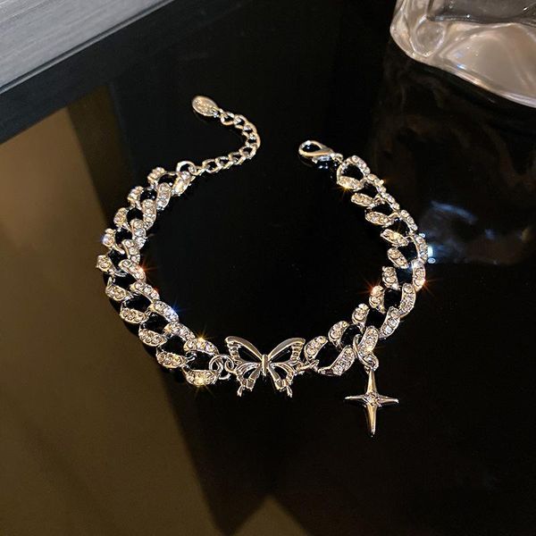 link, chain fashion full zirconia cuba butterfly bracelet exquisite cross star pendant bracelets retro luxury jewelry women's, Black
link, chain fashion full zirconia cuba butterfly bracelet exquisite cross star pendant bracelets retro luxury jewelry women's, Black