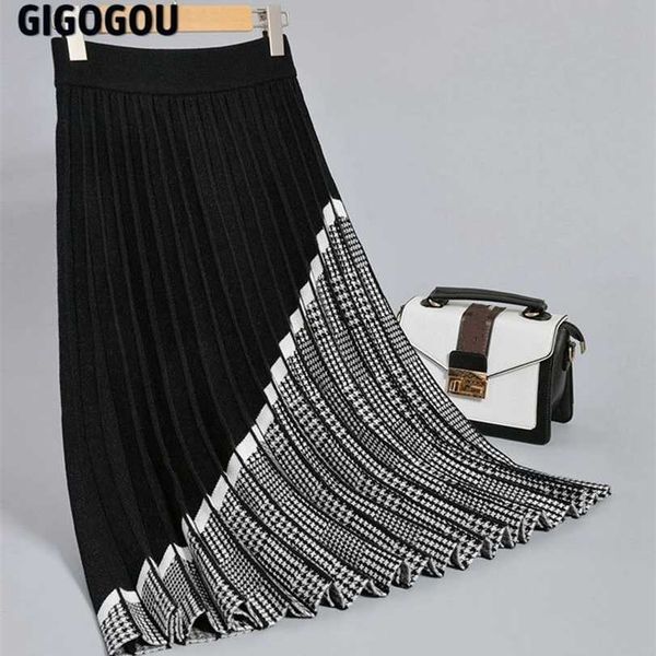 gigogou luxury houndstooth long knit women pleated skirt autumn winter thick warm a line chic knitted sweater femme 211124, Black
gigogou luxury houndstooth long knit women pleated skirt autumn winter thick warm a line chic knitted sweater femme 211124, Black