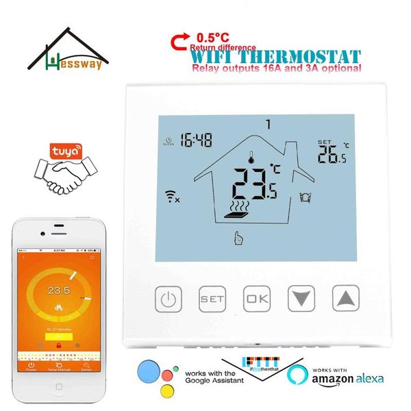 smart home control hessway radiant floor heating tuya wifi thermostat for 3a/16a relay switch 
smart home control hessway radiant floor heating tuya wifi thermostat for 3a/16a relay switch