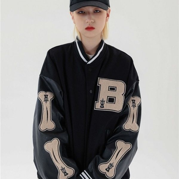 bomber jacket woman hip hop furry bone patchwork color harajuku streetwear bomber jacket woman baseball coats unise 211105, Black;brown
bomber jacket woman hip hop furry bone patchwork color harajuku streetwear bomber jacket woman baseball coats unise 211105, Black;brown