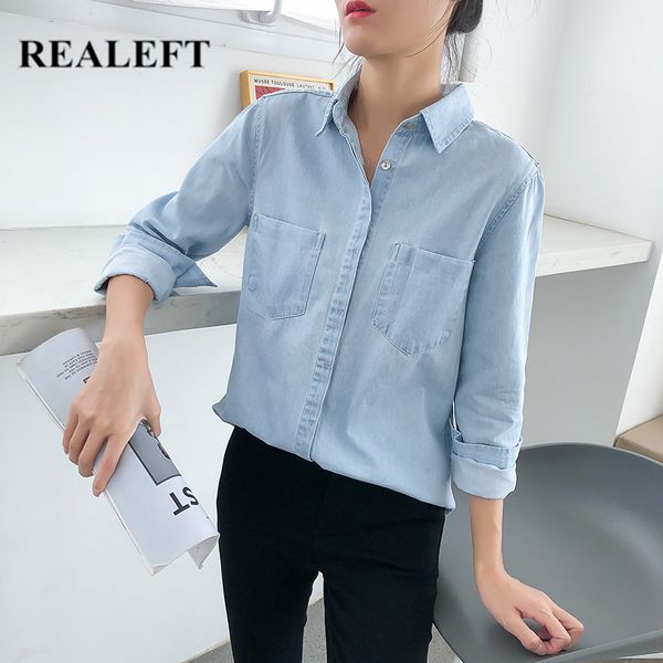 spring pocket denim women's shirts female blouse long sleeve turn-down collar korean style women jeans blouses 210428, White
spring pocket denim women's shirts female blouse long sleeve turn-down collar korean style women jeans blouses 210428, White