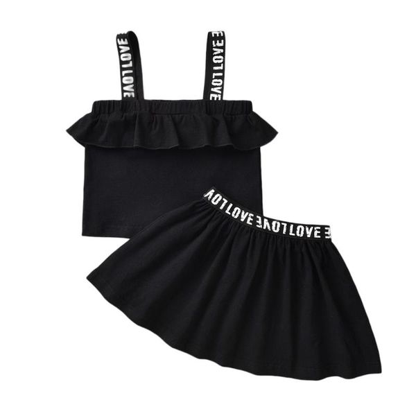 clothing sets letter girl summer two-piece clothes set black boat neck sleeveless lttter prinred and pleated hem skirt children's, White
clothing sets letter girl summer two-piece clothes set black boat neck sleeveless lttter prinred and pleated hem skirt children's, White
