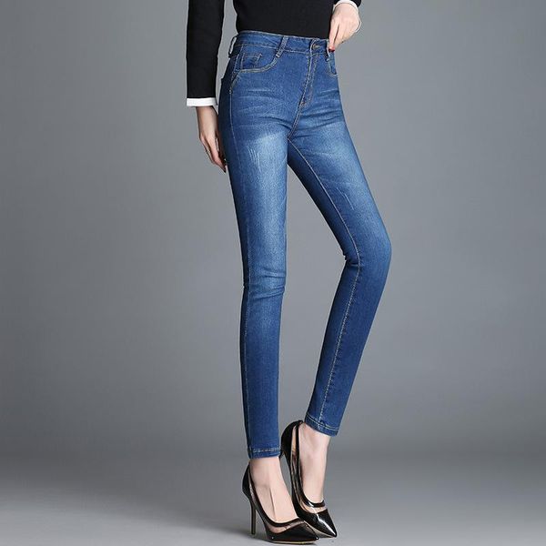 stretch jean pants slim women ankle- length office lady high waisted jeans skinny bulift pencil women's, Blue
stretch jean pants slim women ankle- length office lady high waisted jeans skinny bulift pencil women's, Blue