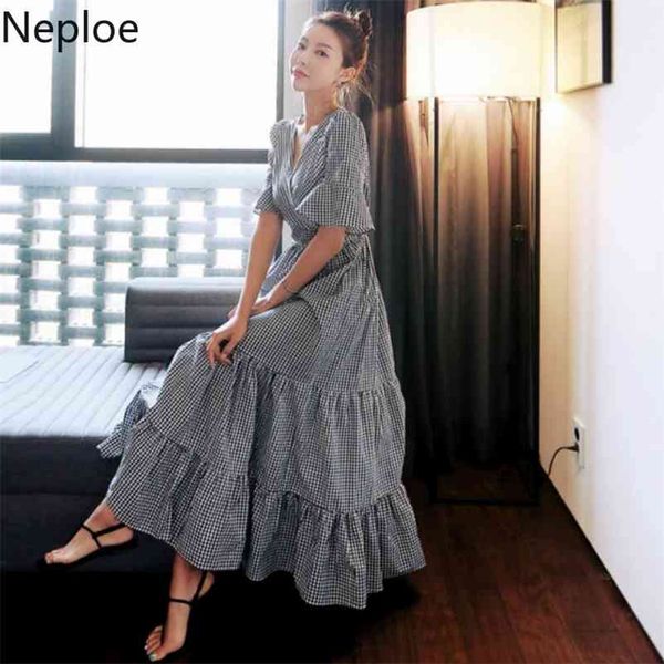 korean elegant temperament cross a line dress women v neck slim waist vestido plaid ruffles ropa mujer summer 46246 210422, Black;gray
korean elegant temperament cross a line dress women v neck slim waist vestido plaid ruffles ropa mujer summer 46246 210422, Black;gray