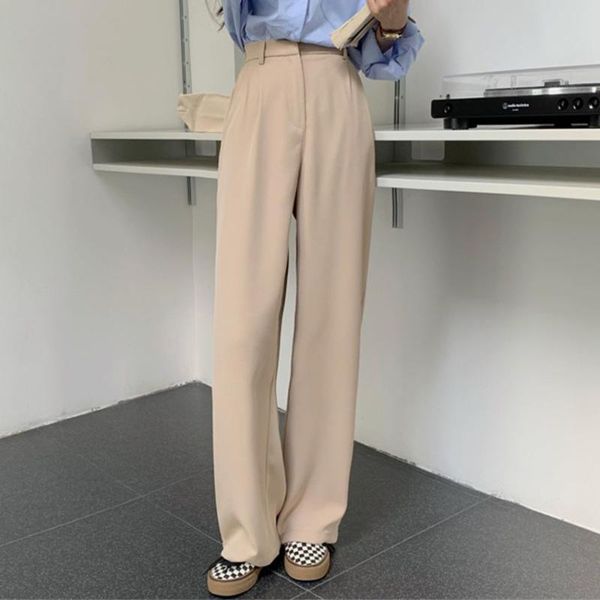 women's pants & capris hzirip 2021 khaki plus size loose chic straight trousers casual all match wide leg slim femme summer ol high wai, Black;white
women's pants & capris hzirip 2021 khaki plus size loose chic straight trousers casual all match wide leg slim femme summer ol high wai, Black;white