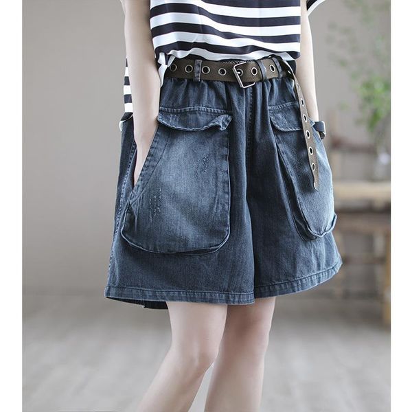 women's shorts women fashion vintage denim summer loose casual ladies 2021 elastic waist large size all-match, White;black
women's shorts women fashion vintage denim summer loose casual ladies 2021 elastic waist large size all-match, White;black