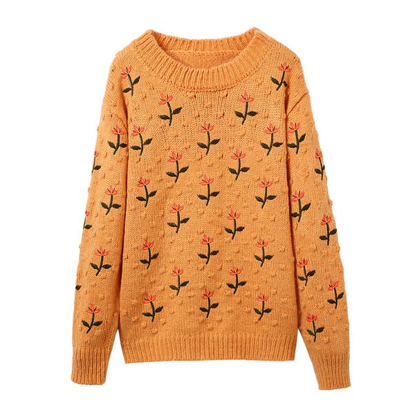 women hairball white orange sweater knitted pullovers long sleeve crew neck flower print pattern autumn winter m0184 210514, White;black
women hairball white orange sweater knitted pullovers long sleeve crew neck flower print pattern autumn winter m0184 210514, White;black