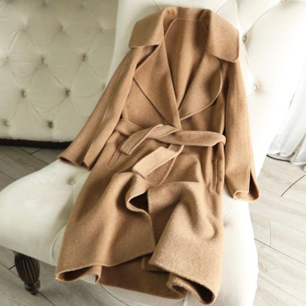women's wool & blends no liner alpaca and sheep overcoat for winter 2021 turn-down collar loose office lady regular woolen, Black
women's wool & blends no liner alpaca and sheep overcoat for winter 2021 turn-down collar loose office lady regular woolen, Black